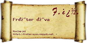 Fráter Éva névjegykártya